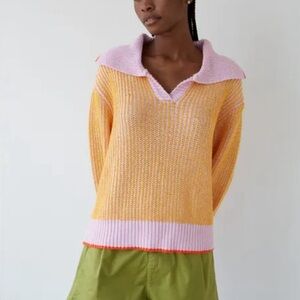 Dr Bloom Barcelona Gaviota Sweater Orange Large Colorblock Preppy